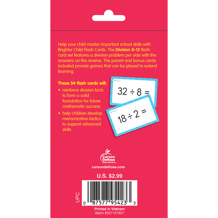 Brighter Child CD-0769677231 Division 0 to 12 Flash Cards, 54 Cards
