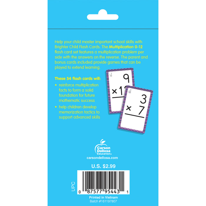 Brighter Child CD-0769677436 Multiplication 0 to 12 Flash Cards, 54 Cards