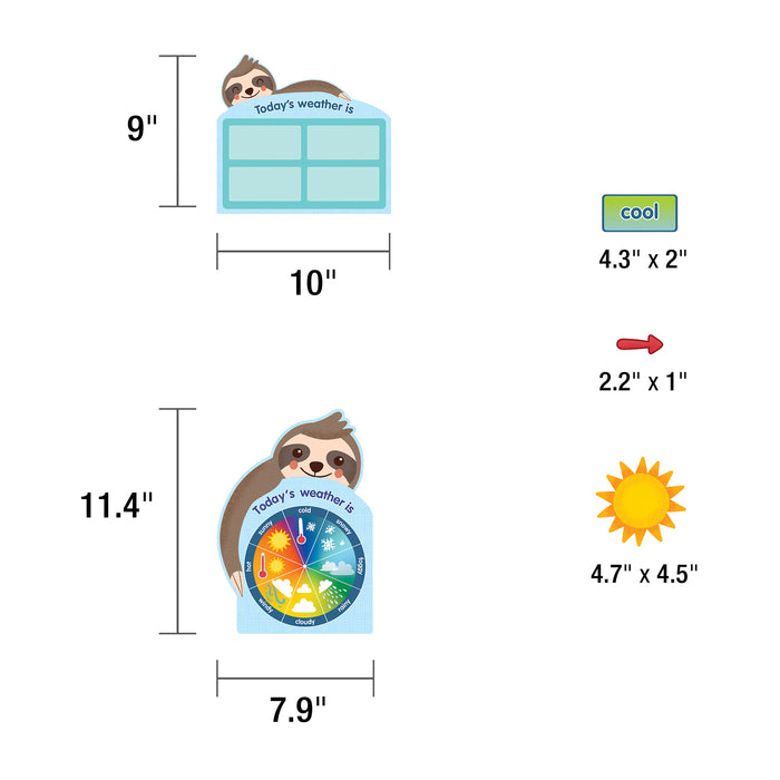 Carson Dellosa Education CD-110487 One World Sloth Dress Me for the Weather Bulletin Board Set, Grade PK-2, 54 Pieces