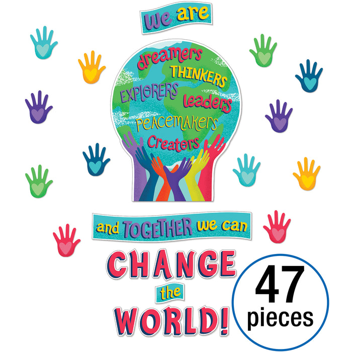 Carson Dellosa Education CD-110488 One World Together We Can Change the World Bulletin Board Set, 47 Pieces