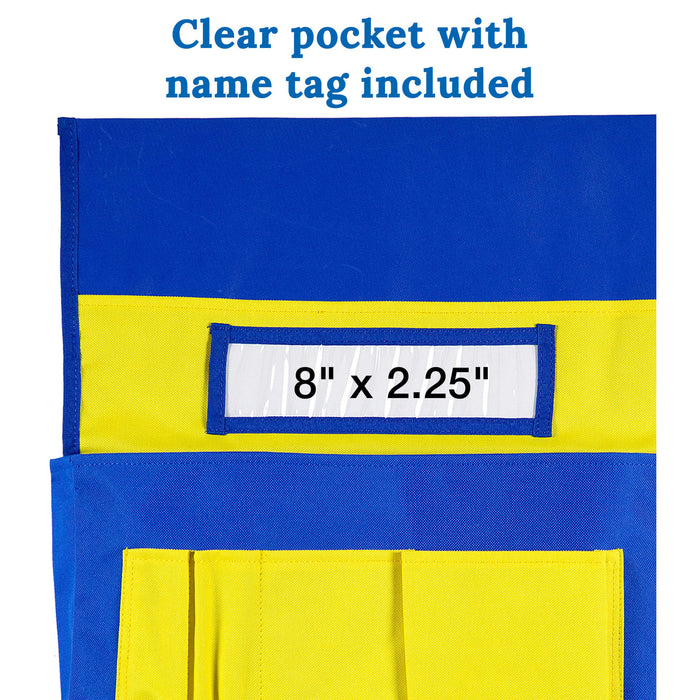 Carson Dellosa Education CD-158036 Chairback Buddy&trade; Pocket Chart, Blue/Yellow