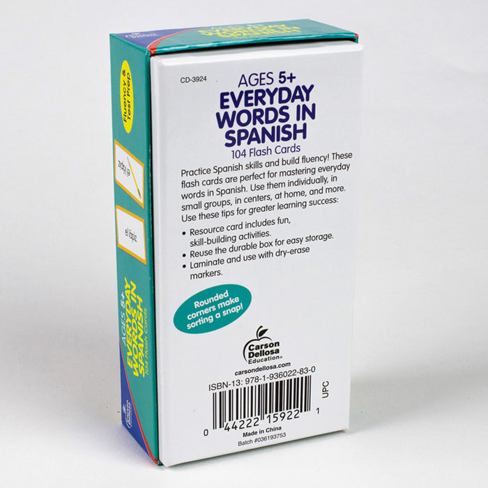 Carson Dellosa Education CD-3924 Everyday Words in Spanish: Photographic Flash Cards, Grade PK-8