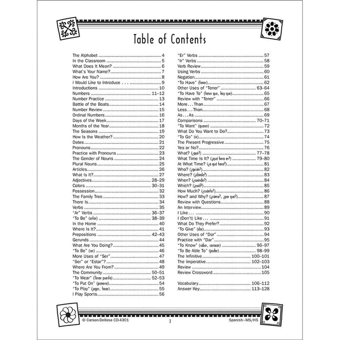 Carson Dellosa Education CD-4301 Skills for Success Spanish Resource Book, Grade 6-12, Paperback