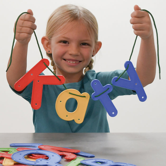 READY 2 LEARN CE-6903 Lacing Alphabet - Uppercase and Lowercase - Set of 52