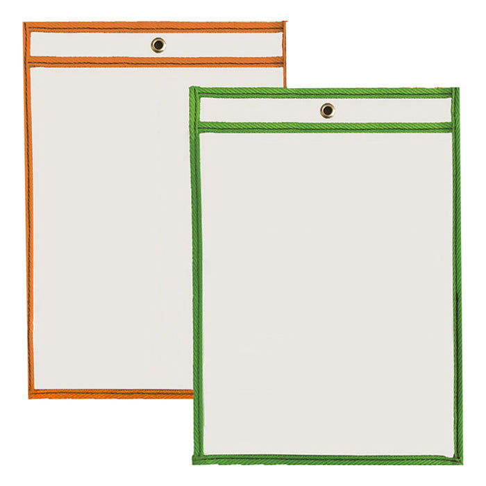Charles Leonard CHL29030 Dry Erase Pockets, 9" x 12", Assorted Colors, Set of 30