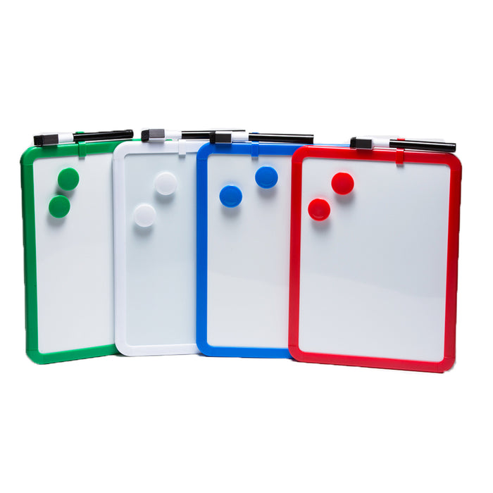 Charles Leonard CHL35204 Magnetic Dry Erase Boards, 8.5" x 11" White Surface, Assorted Frames, Pack of 4