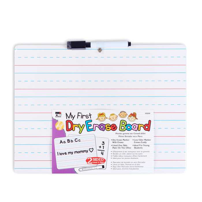 Charles Leonard CHL35220ST "My First" Dry Erase Board with Marker/Eraser, Two-Sided Plain/Lined, White, Pack of 12