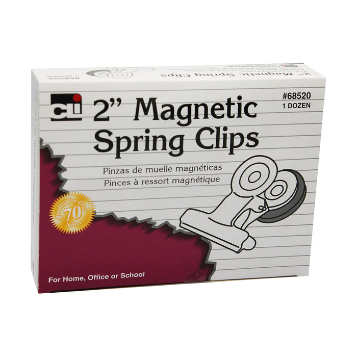 Charles Leonard CHL68520 Magnetic Spring Clips, 2", 12/Box