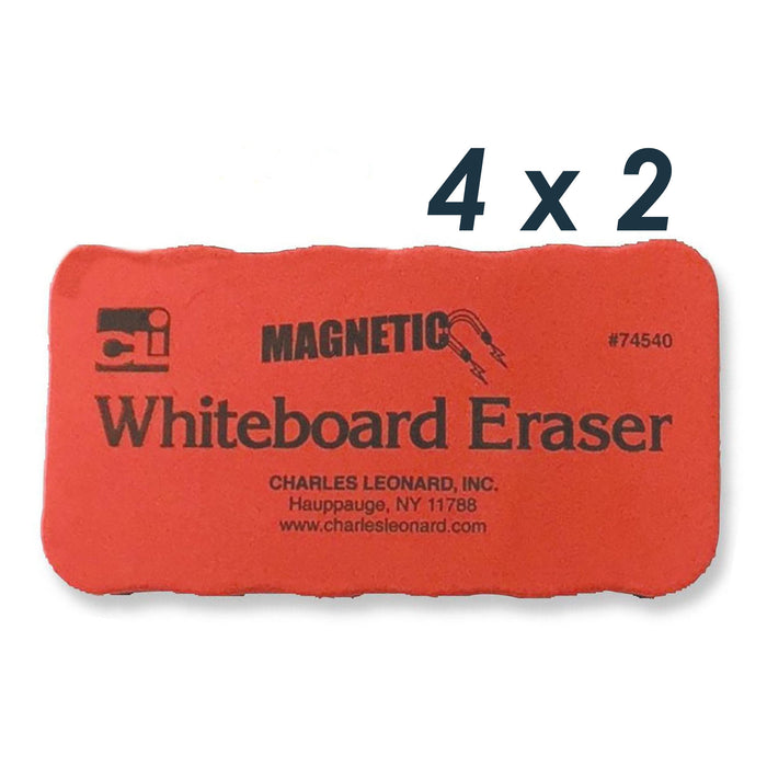 Charles Leonard CHL74540 Magnetic Whiteboard Eraser, Red/Black, 12 Per Pack