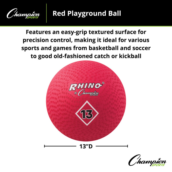 Champion Sports CHSPG13RD Playground Ball, 13", Red