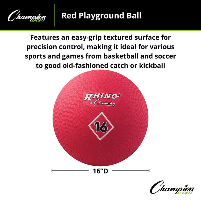 Champion Sports CHSPG16RD Playground Ball, 16", Red