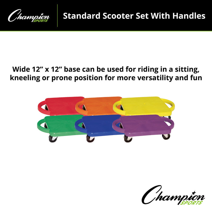 Champion Sports CHSPGHSET Plastic Standard Scooter Set with Handles, Set of 6