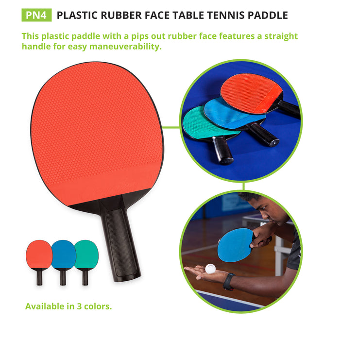 Champion Sports CHSPN4 Plastic Rubber Face Table Tennis Paddle