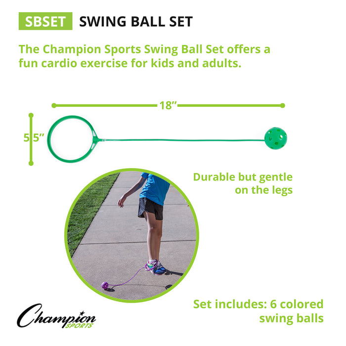 Champion Sports CHSSBSET Swing Ball Set, Set of 6