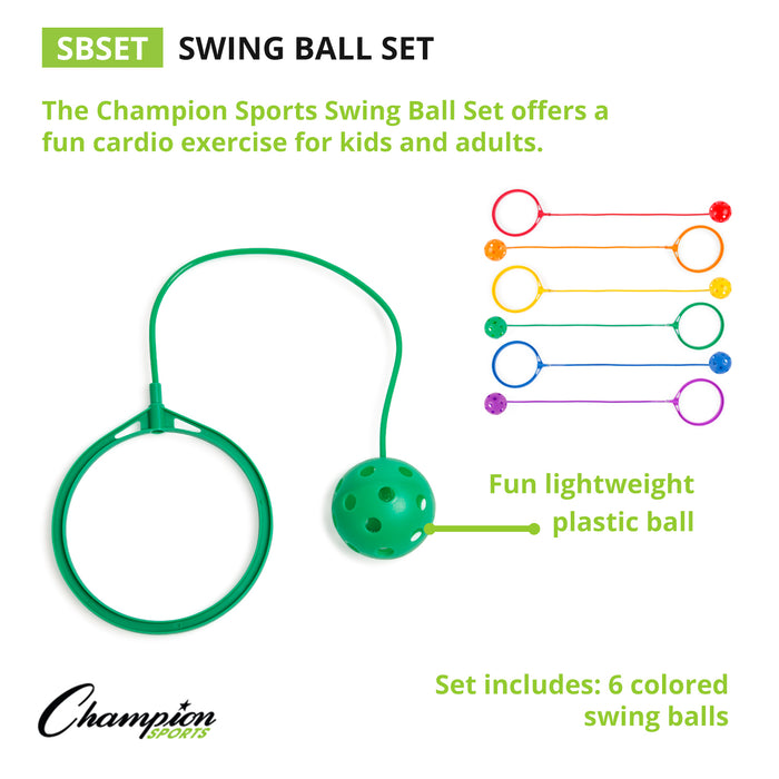 Champion Sports CHSSBSET Swing Ball Set, Set of 6