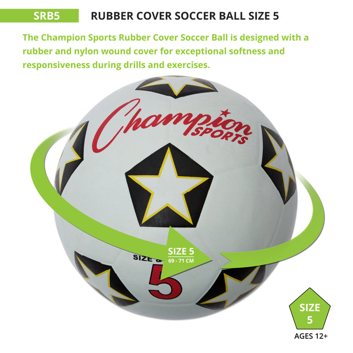 Champion Sports CHSSRB5 Rubber Cover Soccer Ball, Size 5