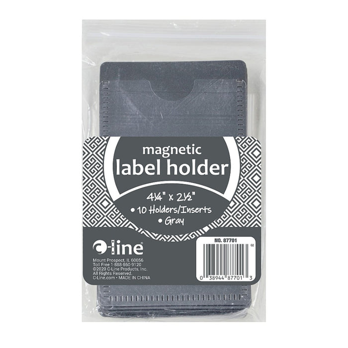 C-Line CLI87701 Slap 'N Go Magnetic Holders, Side Load, 4-1/4 x 2-1/2, Gray, Pack of 10