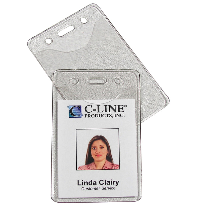 C-Line CLI88617 Heavy Duty ID Badge Holders, Vinyl, Vertical, 2-3/8 x 3-3/8, Box of 100