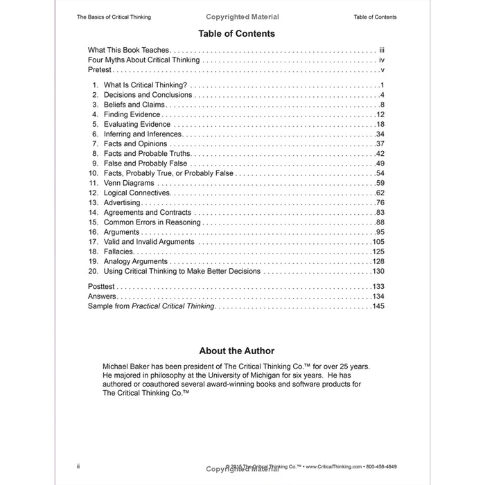 The Critical Thinking Co. CTB08001BBP The Basics of Critical Thinking