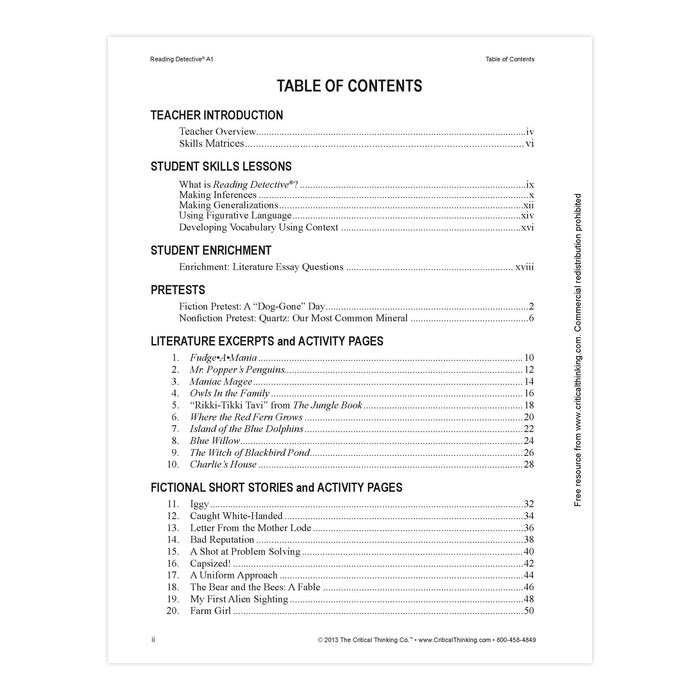 The Critical Thinking Co. CTB1507 Reading Detective Book, A1, Grade 5-6