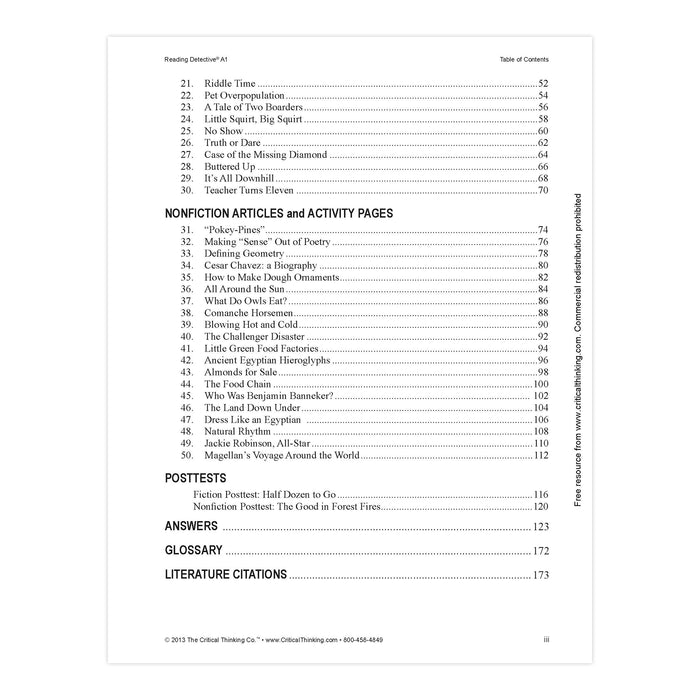 The Critical Thinking Co. CTB1507 Reading Detective Book, A1, Grade 5-6