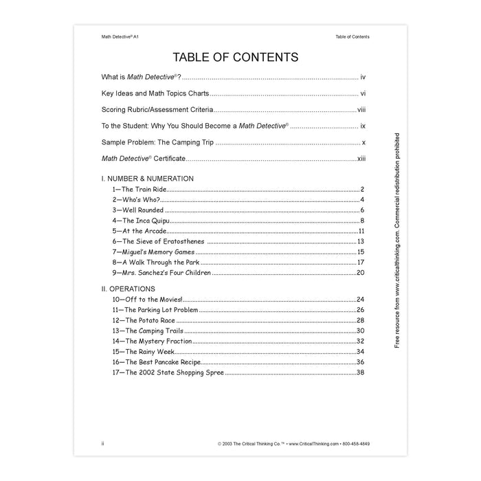 The Critical Thinking Co. CTB3902 Math Detective Book, A1, Grade 5-6