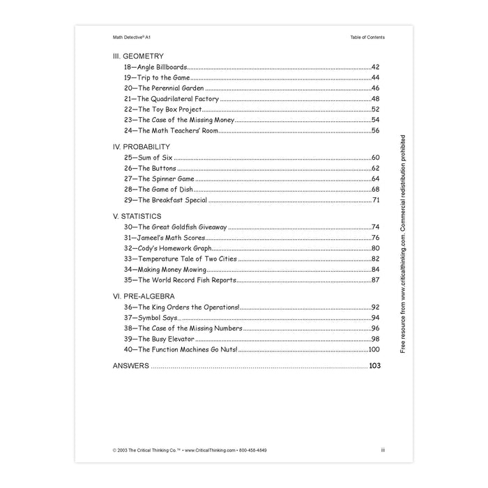 The Critical Thinking Co. CTB3902 Math Detective Book, A1, Grade 5-6