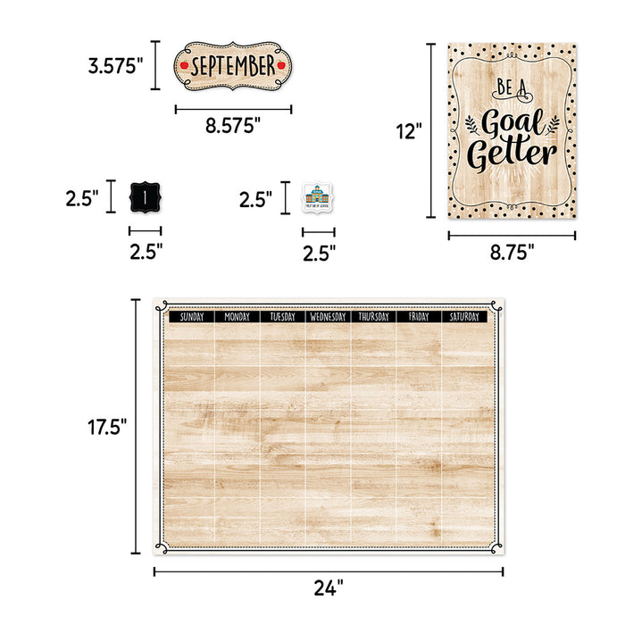 Creative Teaching Press CTP10920 Black, White, and Wood Calendar Set Bulletin Board Set, 87 Pieces