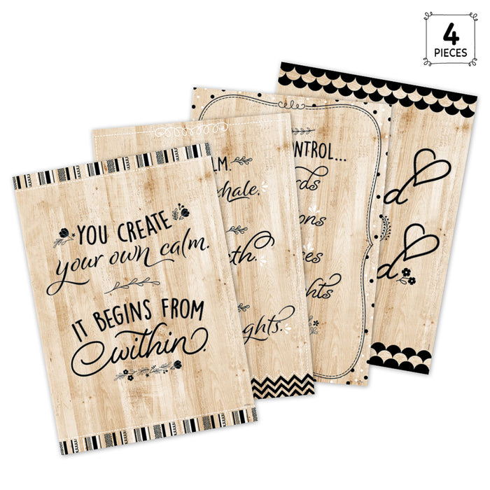 Creative Teaching Press CTP10988 Core Decor Black, White, and Wood Inspire U 4-Poster Pack