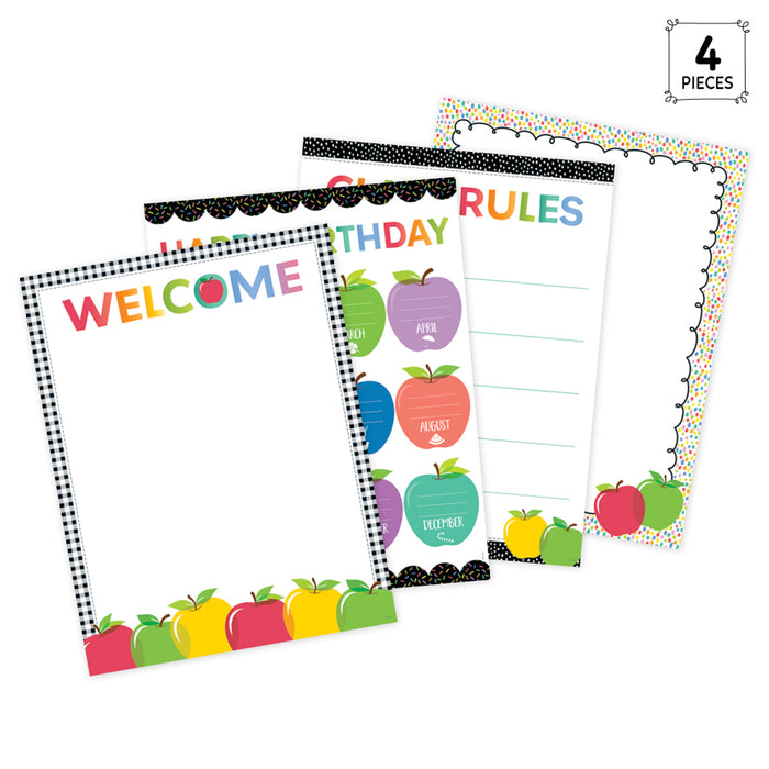 Creative Teaching Press CTP11041 Apple Time Classroom Essentials 4-Chart Pack, 17" x 22"