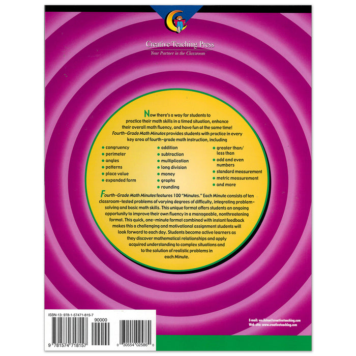 Creative Teaching Press CTP2586 Fourth-Grade Math Minutes Book