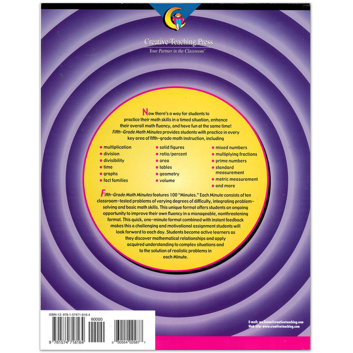 Creative Teaching Press CTP2587 Math Minutes Book, Grade 5