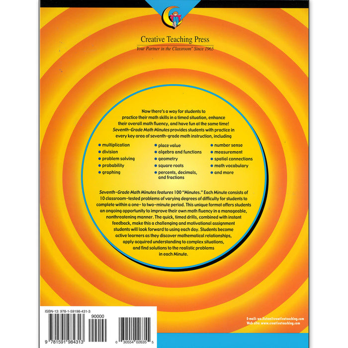Creative Teaching Press CTP2635 Math Minutes Book, Grade 7