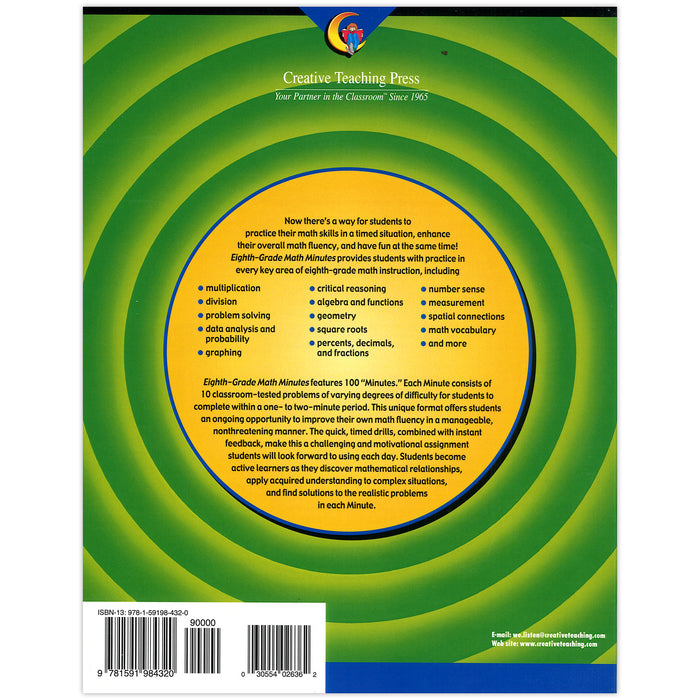 Creative Teaching Press CTP2636 Eighth-Grade Math Minutes Book