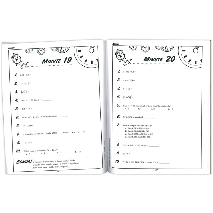 Creative Teaching Press CTP2636 Eighth-Grade Math Minutes Book