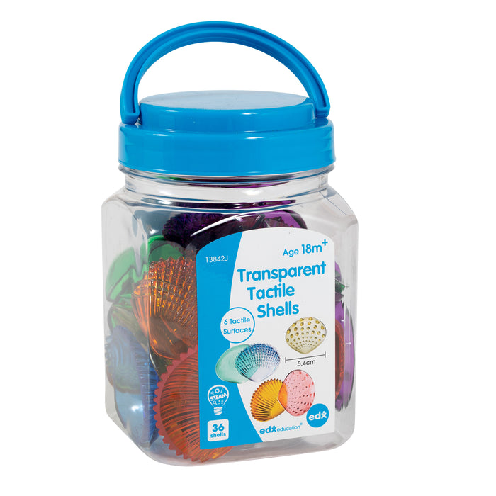 edxeducation CTU13842 Tactile Shells - Transparent - Mini Jar - Set of 36