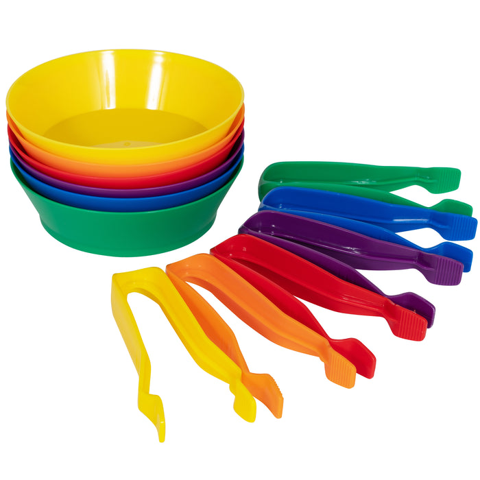 edxeducation CTU13905 Sorting Bowls & Tweezers - Set of 12 - 18m+ - 6 Colors