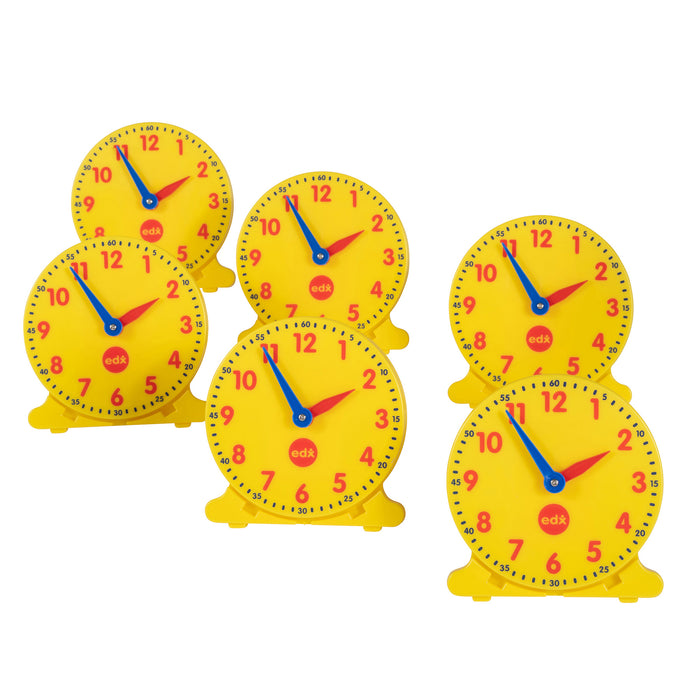 Learning Advantage CTU25815 Geared 12-Hour Time Clock - Student Size - Set of 6