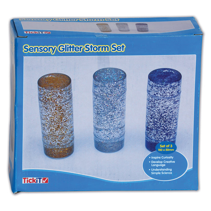 TickiT CTU9308 Sensory Glitter Storm - Set of 3 - Blue, Silver, Gold