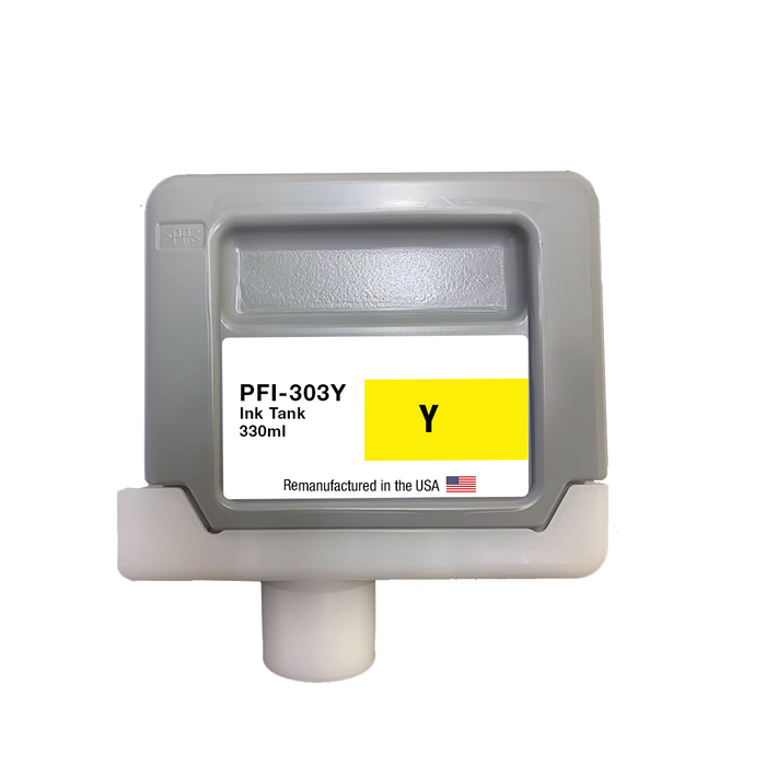 U.S. Remanufactured for Canon PFI-303Y 330ml Yellow Ink Cartridge