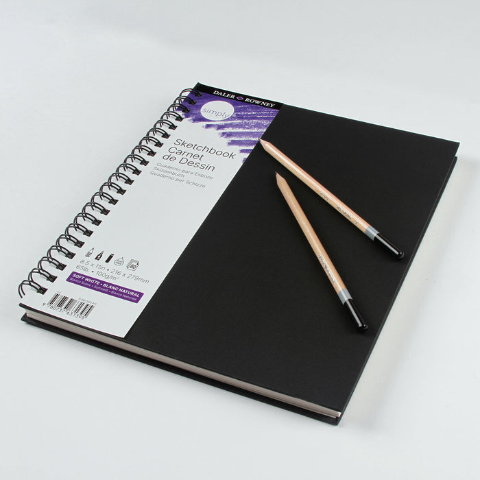 Daler-Rowney DRWD481500811 Simply... Sketchbook, Soft White, 80 Sheet, 8.5x11 inch, 1 Count