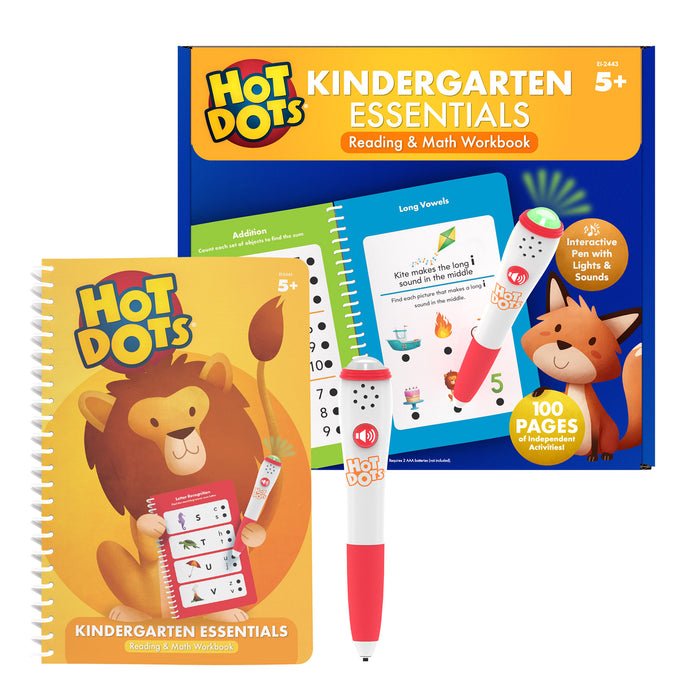 Educational Insights EI-2443 Hot Dots Kindergarten Essentials Reading & Math Workbook