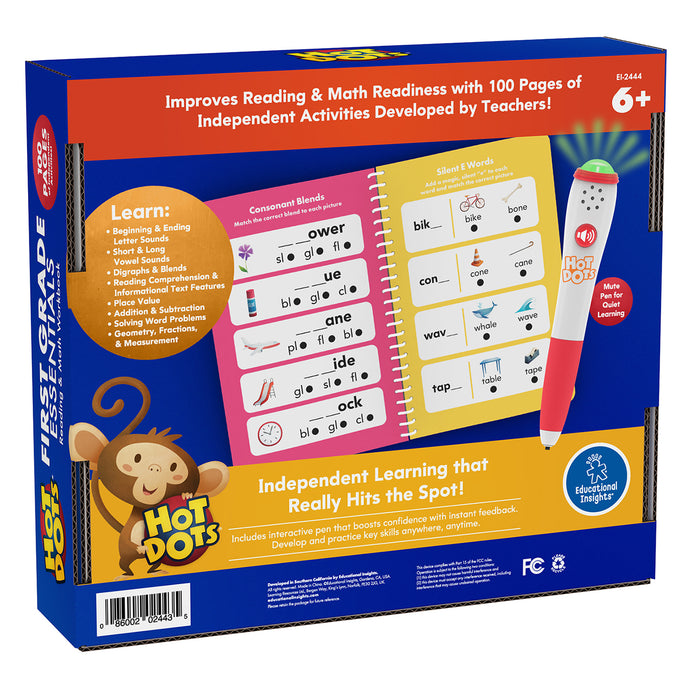 Educational Insights EI-2444 Hot Dots First Grade Essentials Reading & Math Workbook