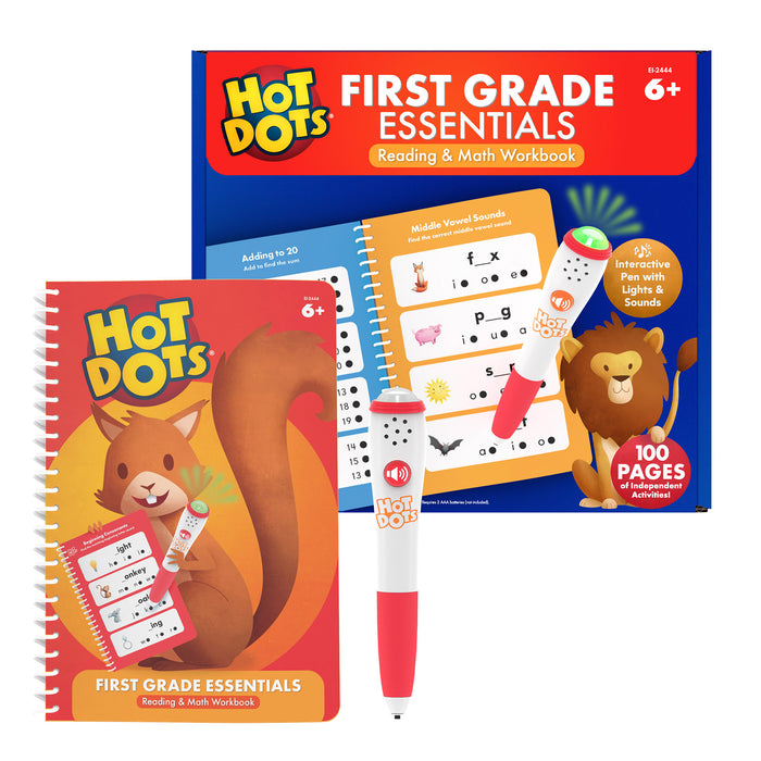 Educational Insights EI-2444 Hot Dots First Grade Essentials Reading & Math Workbook