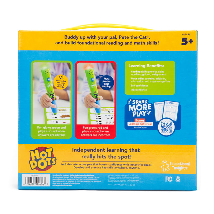 Educational Insights EI-2456 Hot Dots Pete the Cat Kindergarten Reading & Math