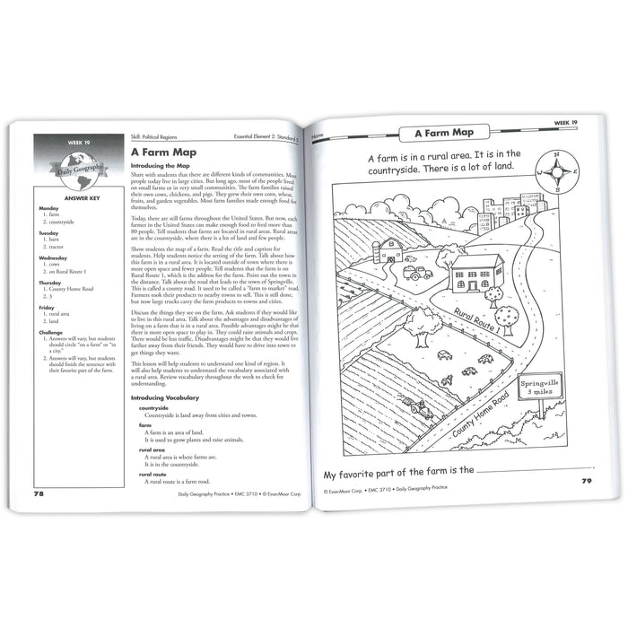 Evan-Moor Educational Publishers EMC3710 Daily Geography Practice Book, Grade 1