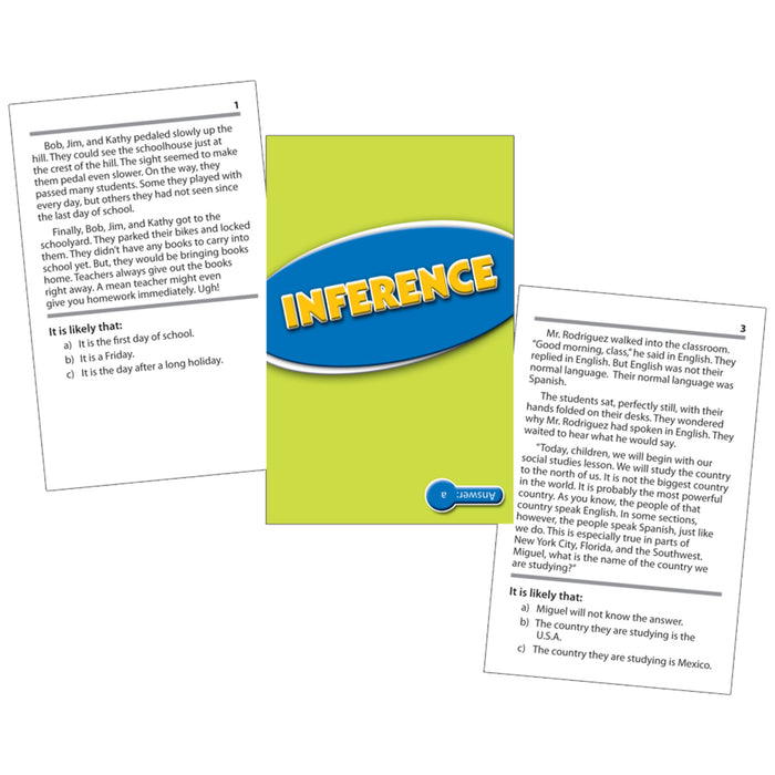 Edupress EP-3064 Reading Comprehension Practice Cards, Inference (RL 3.5-5.0)