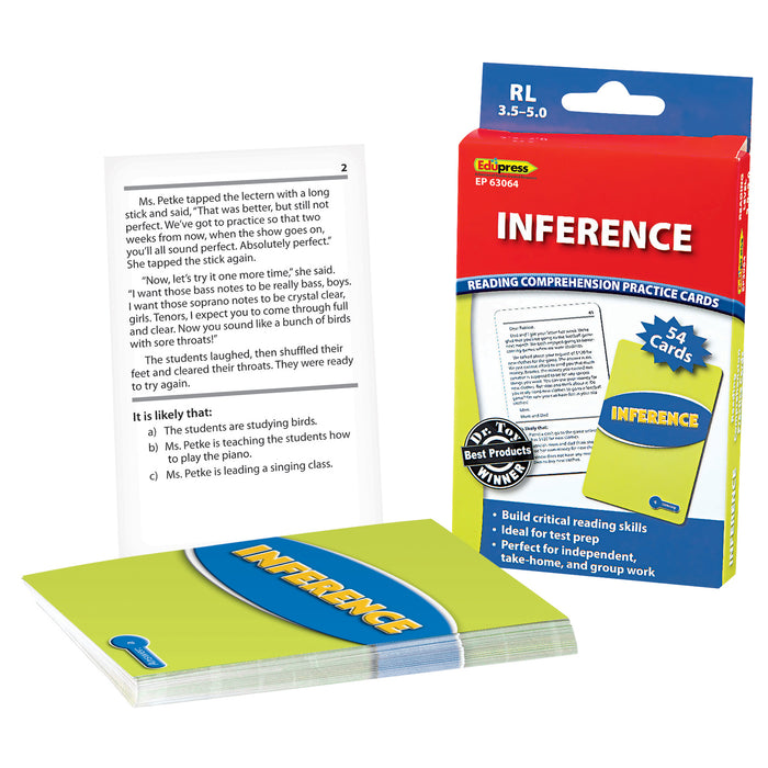Edupress EP-3064 Reading Comprehension Practice Cards, Inference (RL 3.5-5.0)