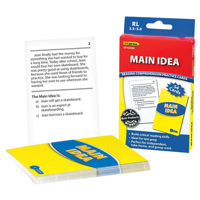 Edupress EP-3066 Main Idea Practice Cards, Levels 3.5-5.0