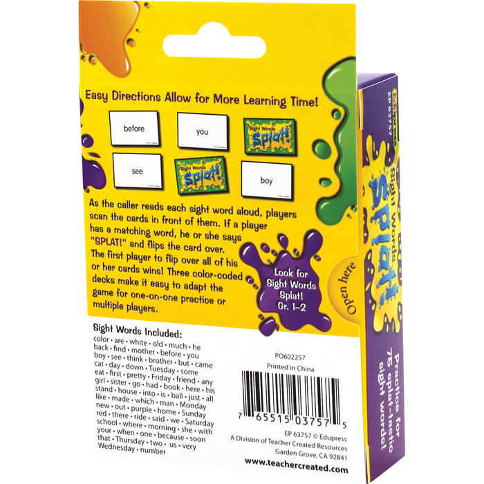 Edupress EP-3757 Sight Words Splat Game, Grades K-1